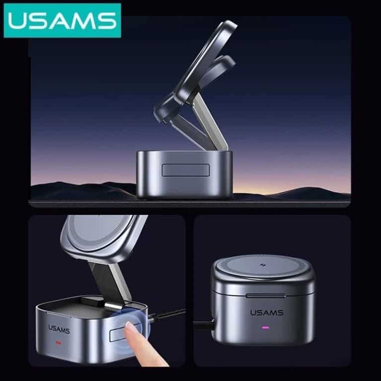 USAMS CD257 Qi2.0 3-in-1 Magnetic Wireless Charger