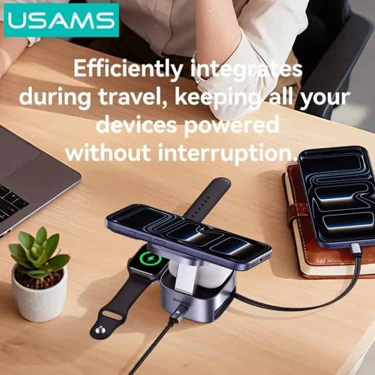 USAMS CD257 Qi2.0 3-in-1 Magnetic Wireless Charger