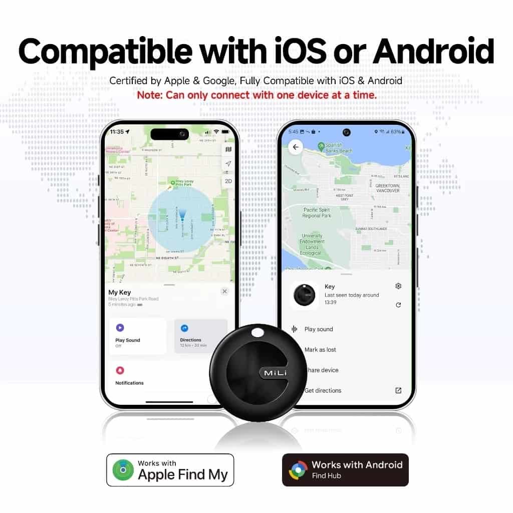 MiLi MiTag Duo Item Finder Anti Lost Tracker for iOS or Android Smart Locator Tag