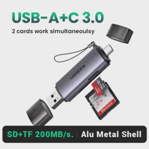 Ugreen CM185 Card Reader Dual Output USB-A & Type-C to SD TF Card Reader