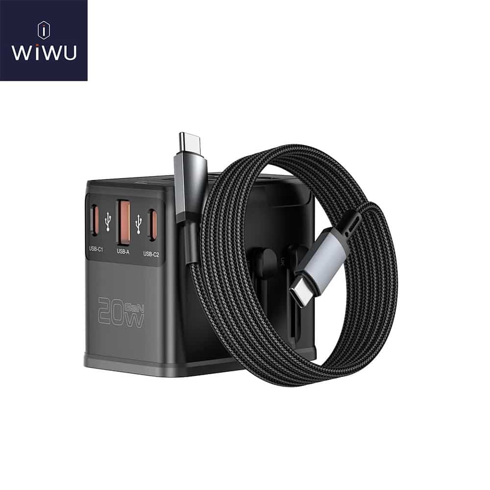 WiWU Wi-UA013 GaN 20W Universal Travel Adapter With 60w Cable Combo