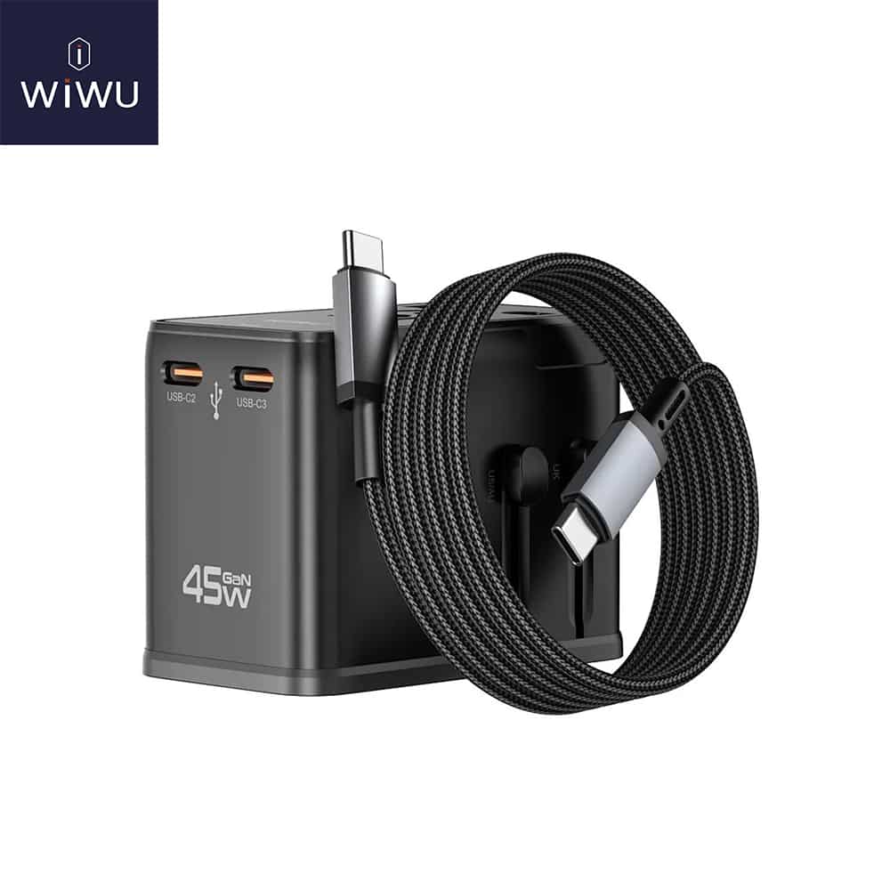 WiWU Wi-UA014 GaN 45W Universal Travel Adapter With 60w Cable Combo