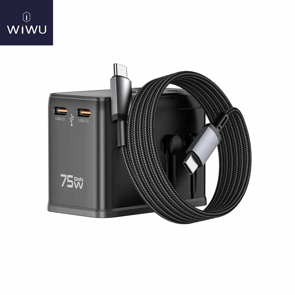WiWU Wi-UA015 GaN 75W Universal Travel Adapter With 60w Cable Combo