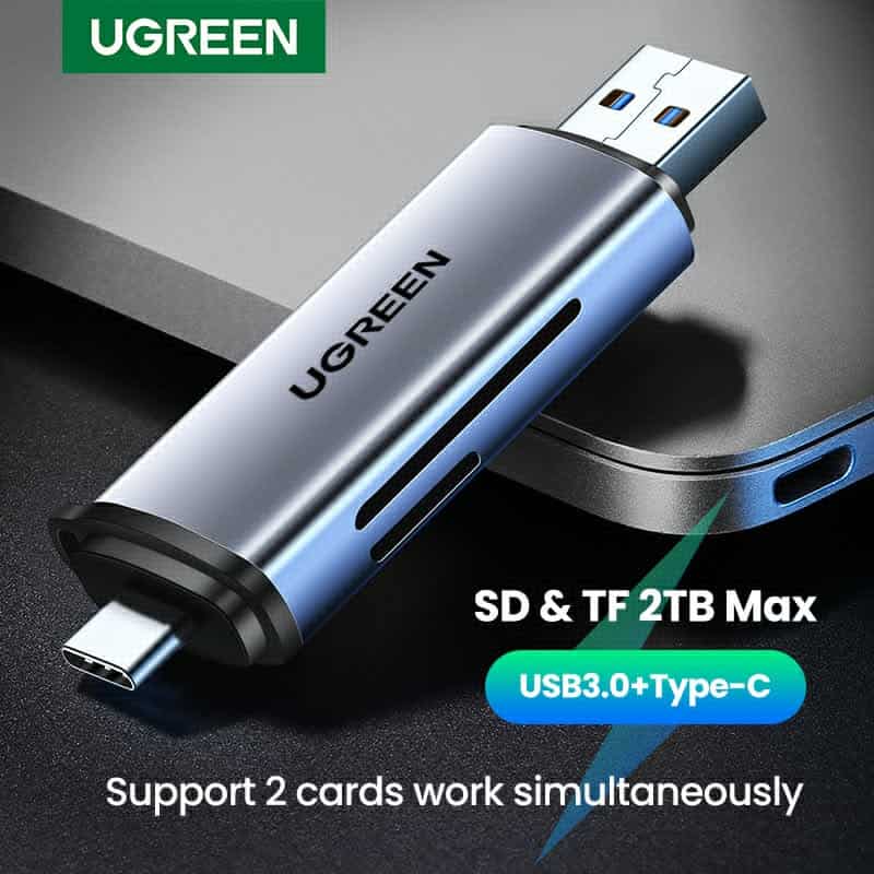 Ugreen CM185 Card Reader Dual Output USB-A & Type-C to SD TF Card Reader