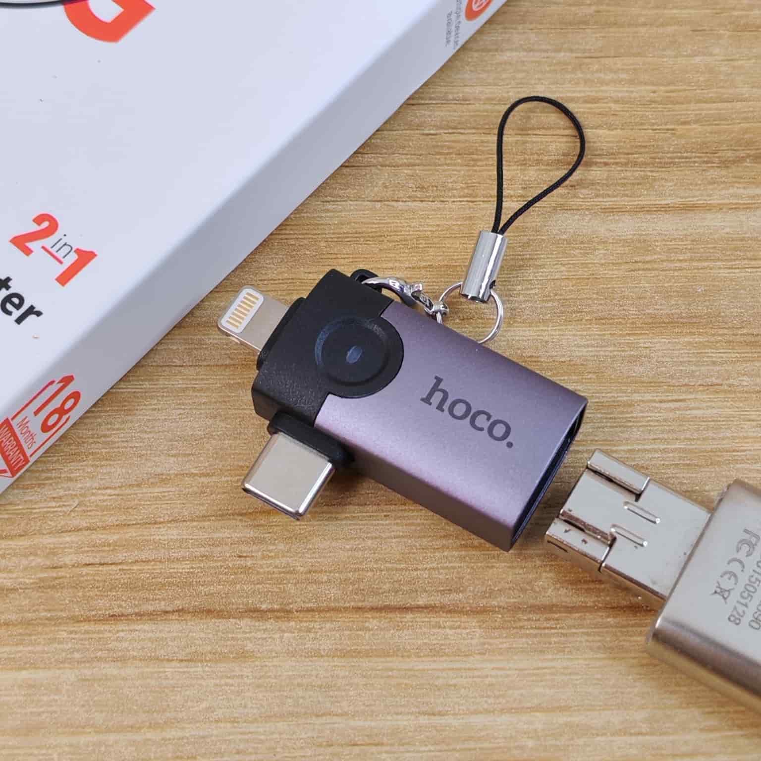 Hoco UA46D 2in1 iP/USB-C Male To USb-A Adapter