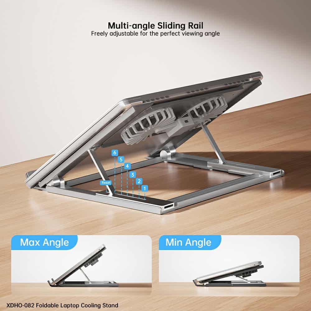 XUNDD XDHO-082 Laptop Cooling Stand with Dual Fans RGB Lighting Foldable