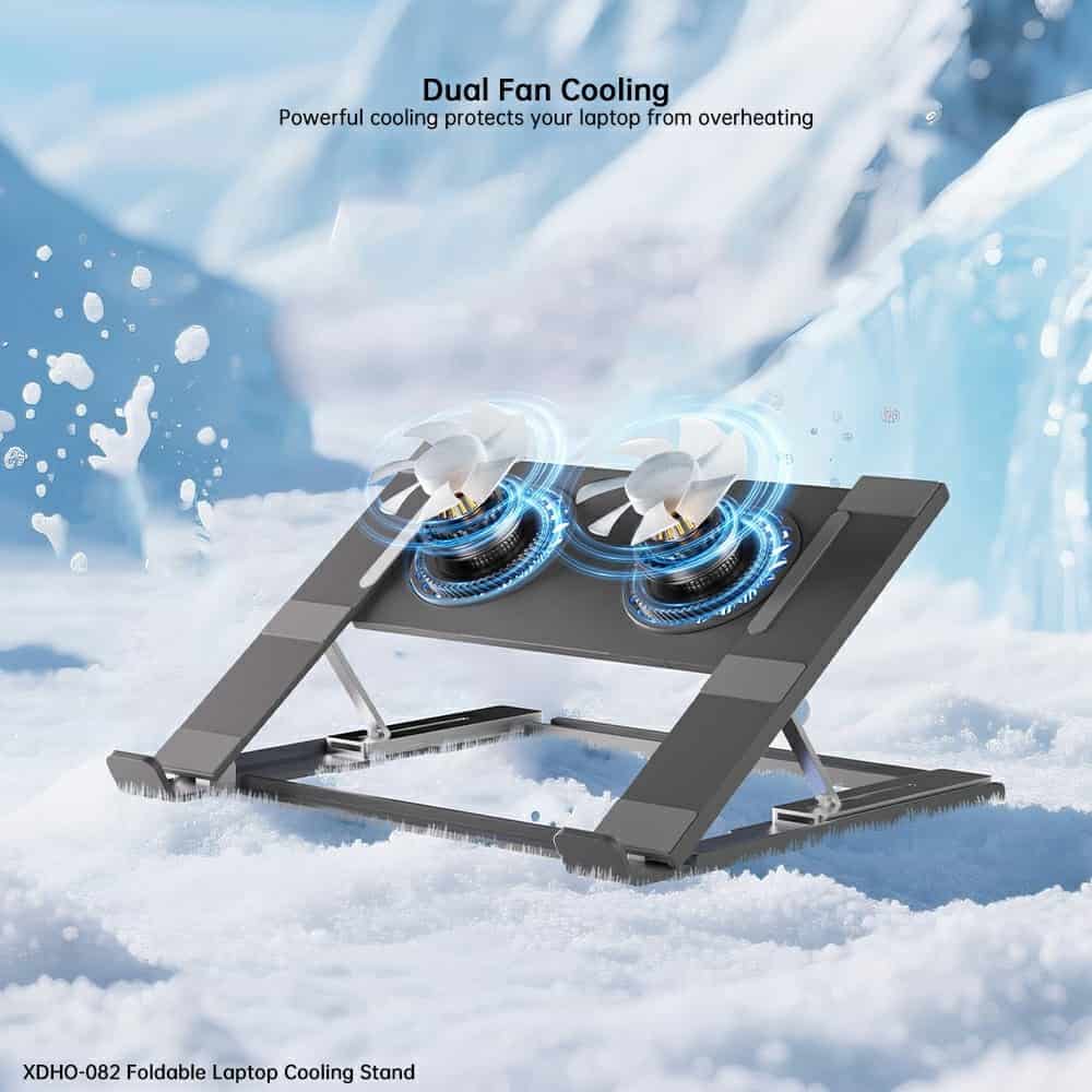 XUNDD XDHO-082 Laptop Cooling Stand with Dual Fans RGB Lighting Foldable