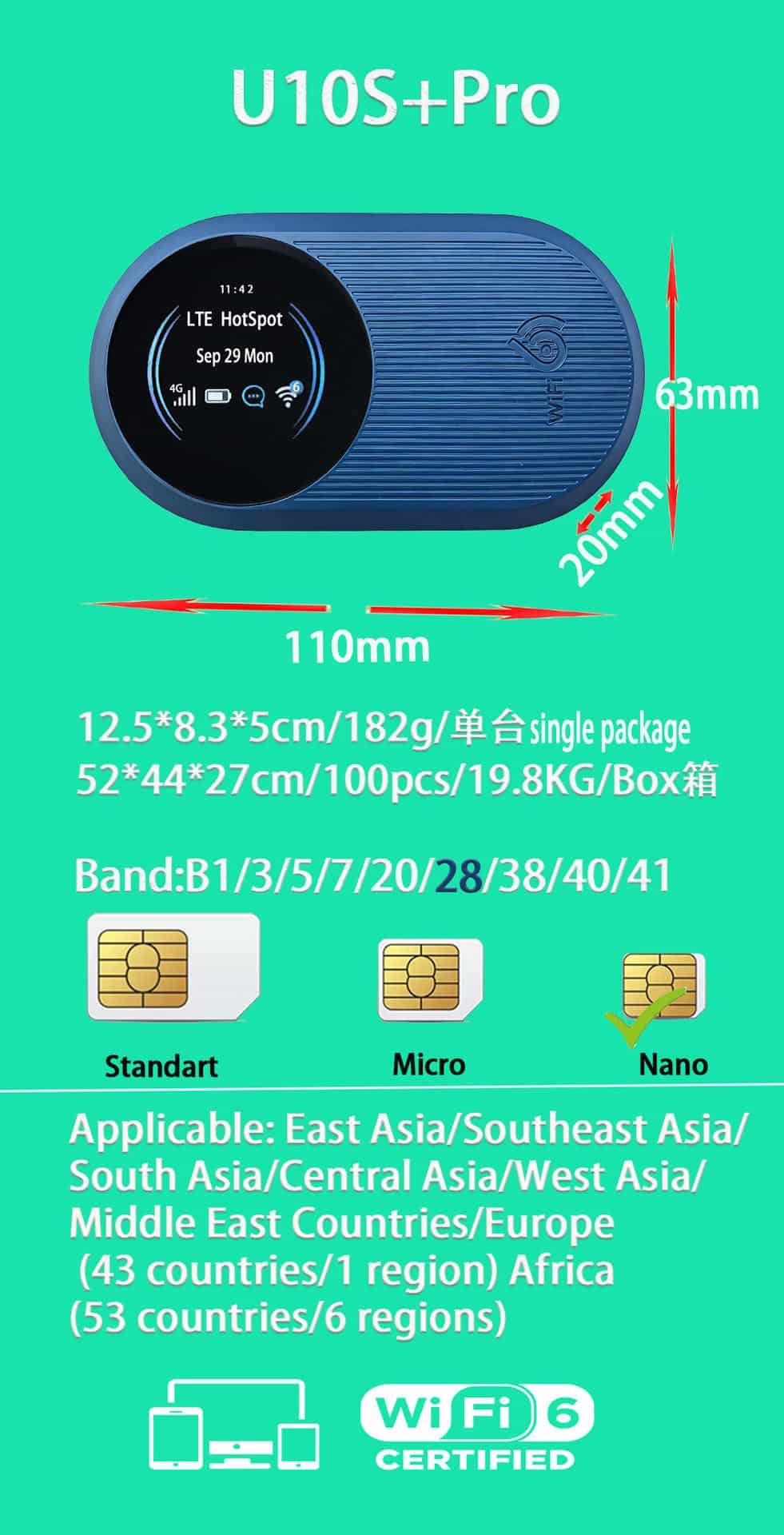 VEMO U10S Pro WiFi 6 Hotspot Wireless 4g Router With Sim Card Slot