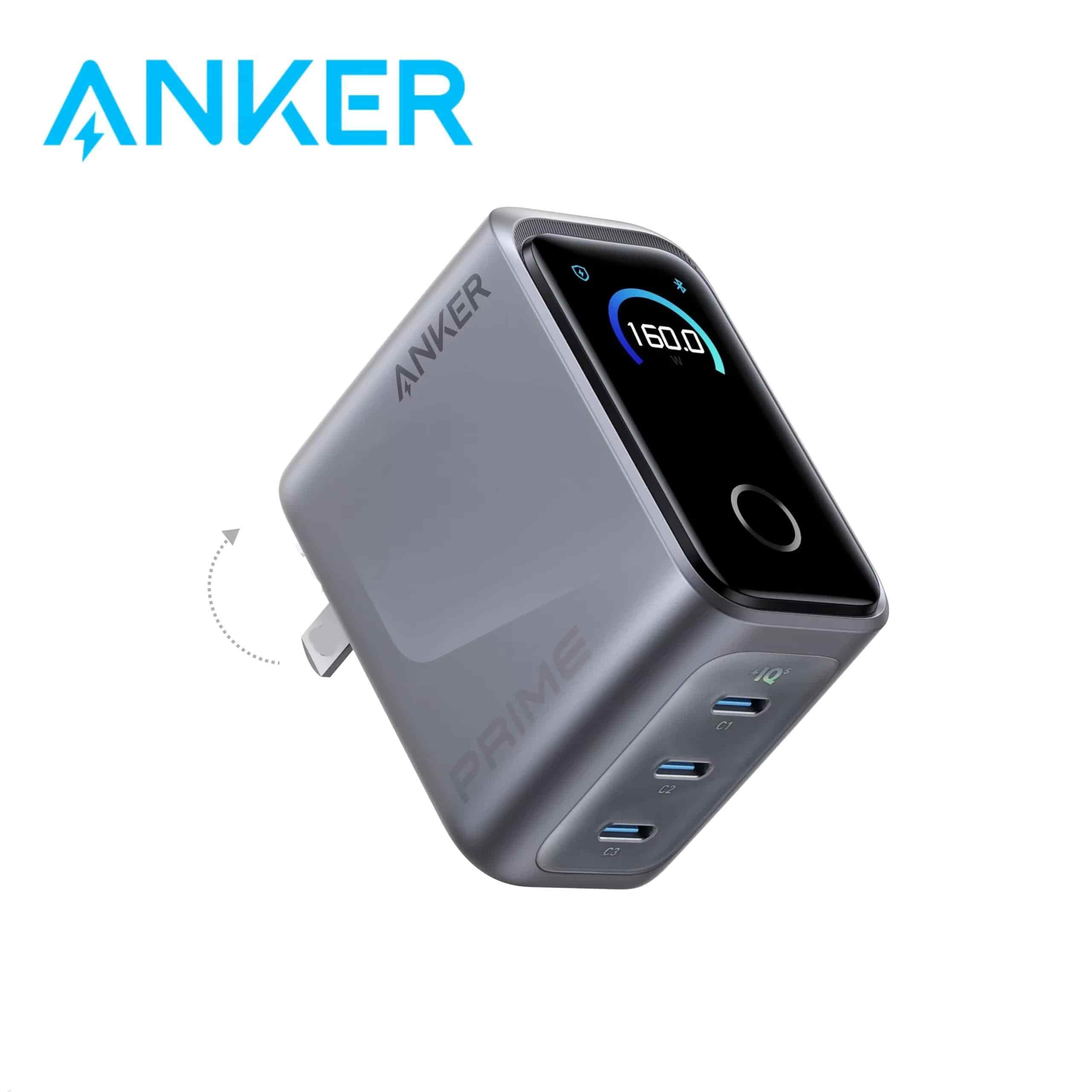 Anker A2687 Prime Charger (160W, 3 Ports, Smart Display)