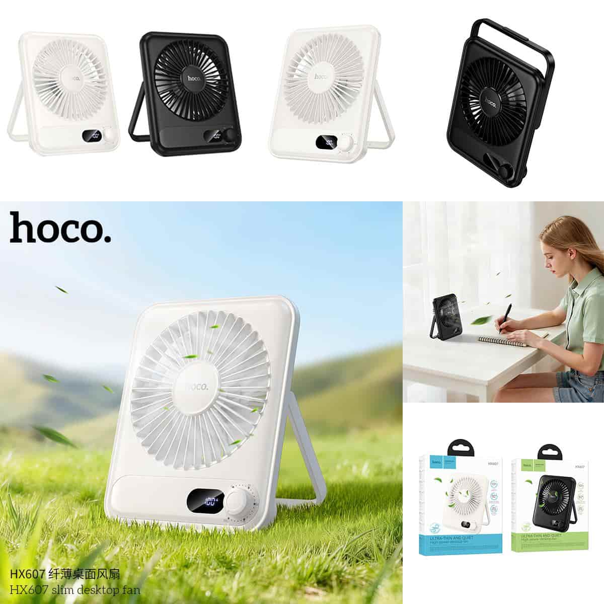 Hoco HX607 Ultra Thin And Quiet High Power Desktop Fan - 2000mAh