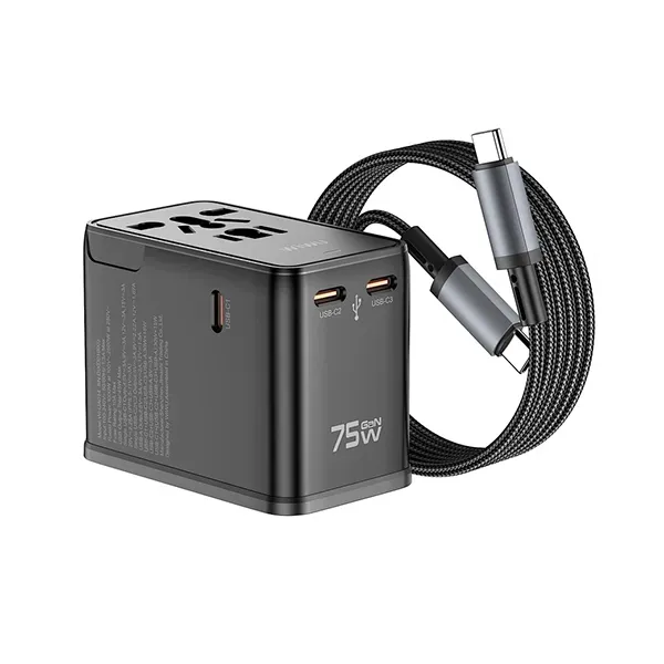 WiWU Wi-UA015 GaN 75W Universal Travel Adapter With 60w Cable Combo