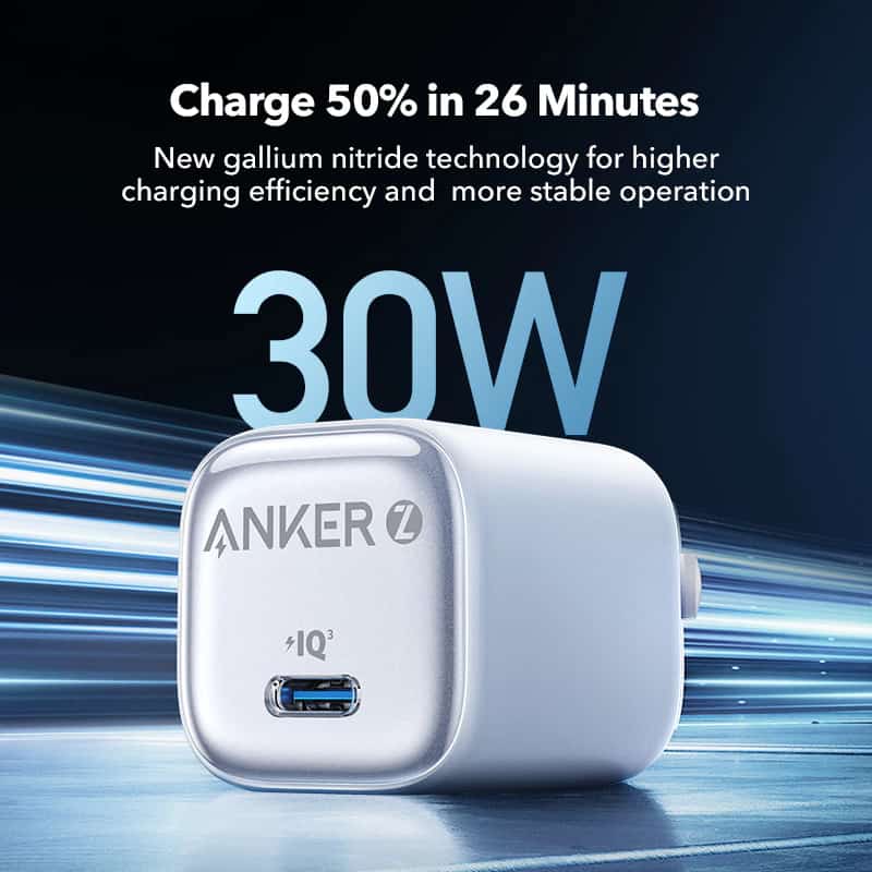 Anker Zolo PD 30W Charger Ice-Cooled Fast Charging Slim Compact Wall Charger (A2698)
