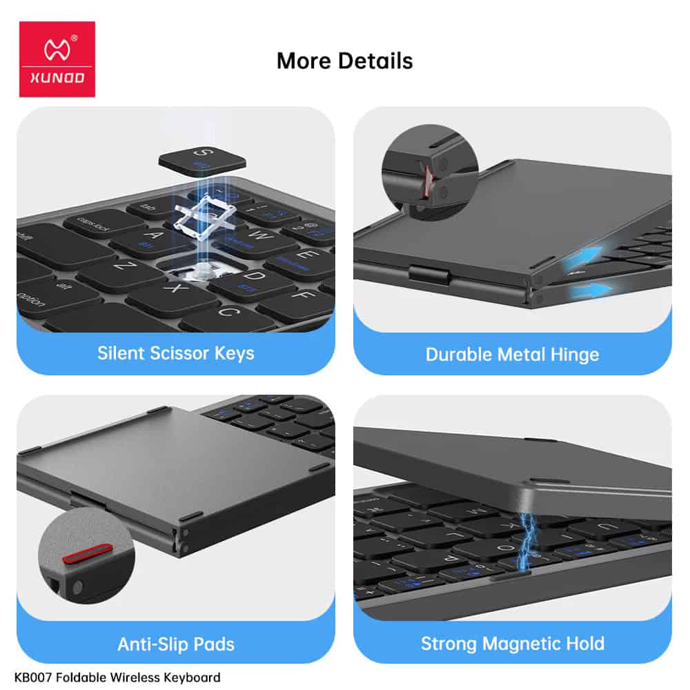 XUNDD KB007 Folding Wireless Keyboard Tri-fold design With Built-in Touchpad