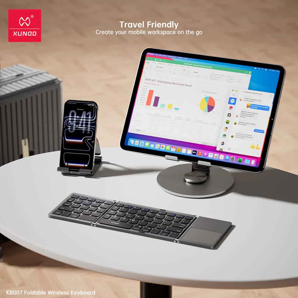 XUNDD KB007 Folding Wireless Keyboard Tri-fold design With Built-in Touchpad