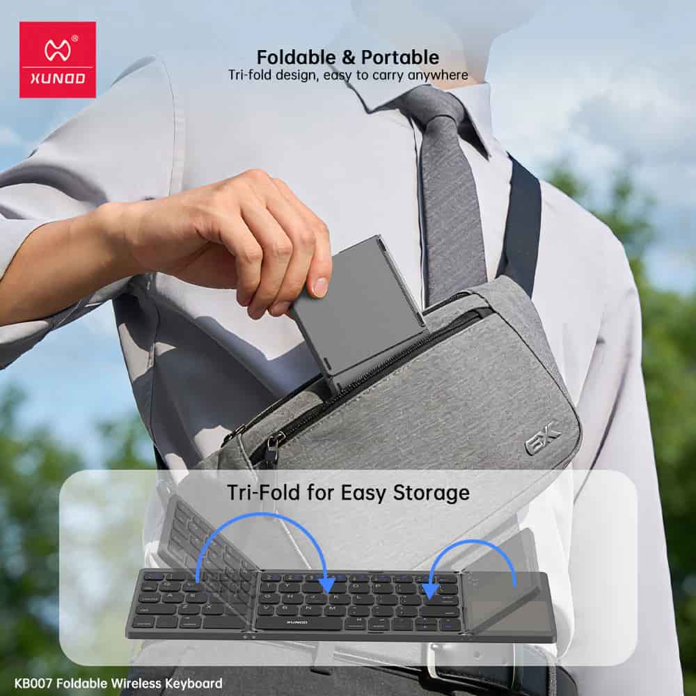 XUNDD KB007 Folding Wireless Keyboard Tri-fold design With Built-in Touchpad