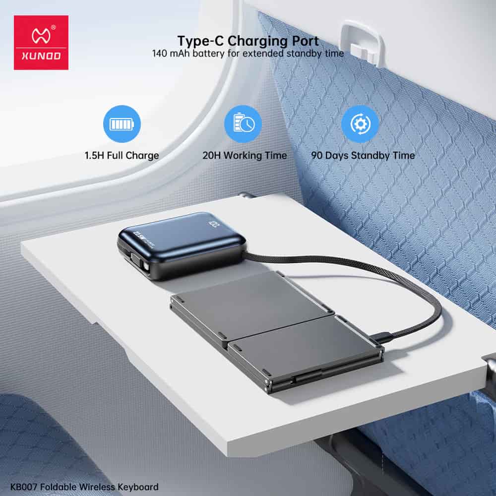 XUNDD KB007 Folding Wireless Keyboard Tri-fold design With Built-in Touchpad