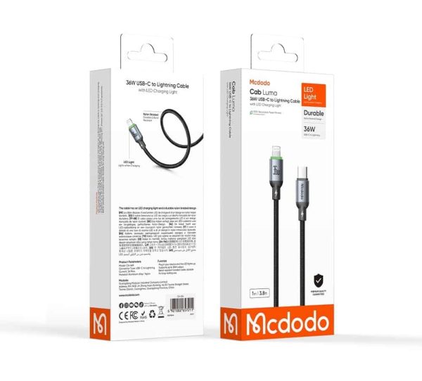Mcdodo CA-669 Cable Luma 36W PD Type-C to iPhone Charging Cable With LED Charging Indicator 1M/2M