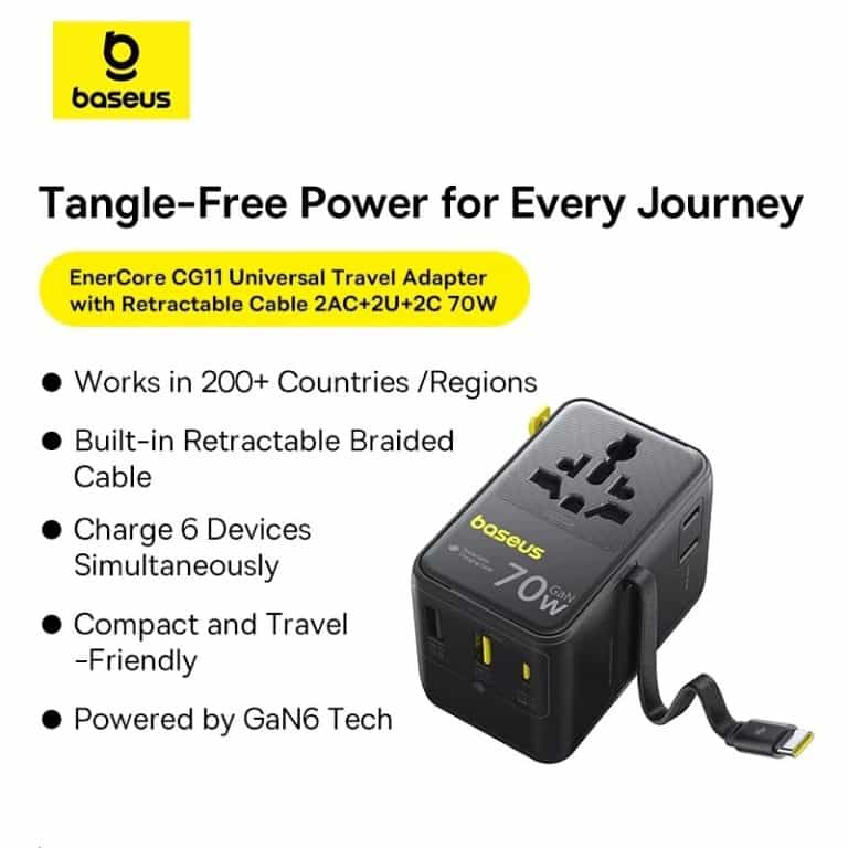 Baseus EnerCore 70W 6-in-1 Universal Travel Adapter