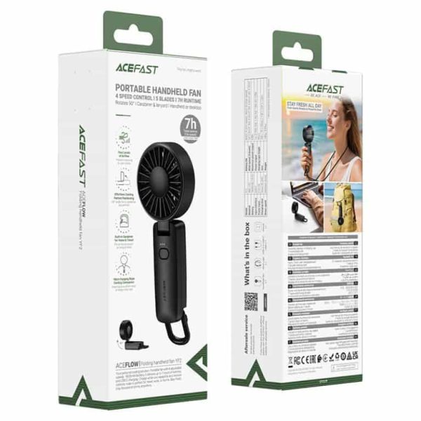 Acefast YF2 Folding Handheld Fan Up to 7 hours of use - 1800mAh Battery