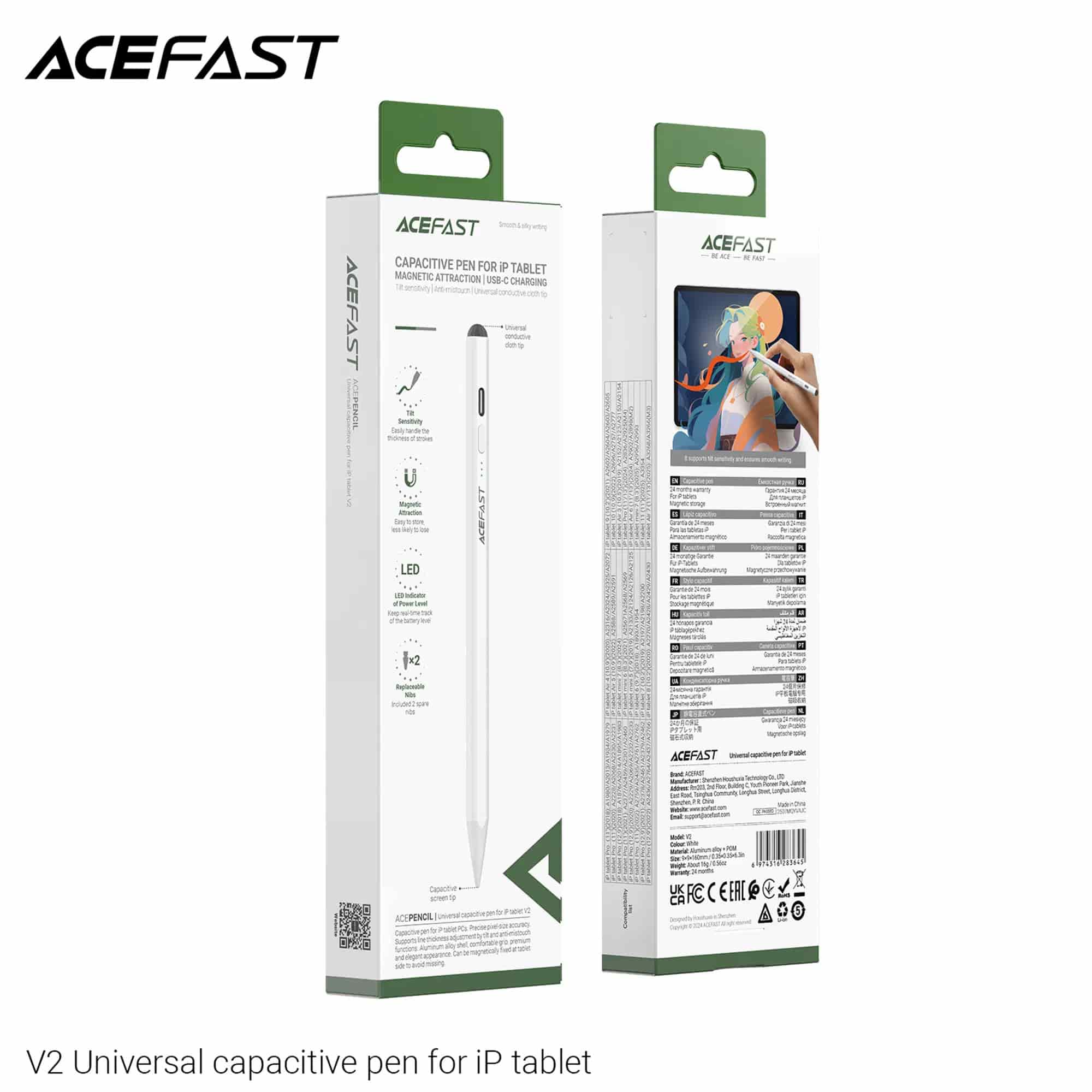Acefast V2 Capacitive Pen For Apple Tablet Magnetic Attraction USB-C Charging