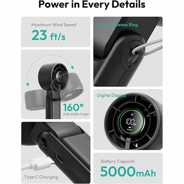Aecooly Halo 02 (PB02-A) 3in1 Portable Handheld Turbo Fan - 5000mAh Battery