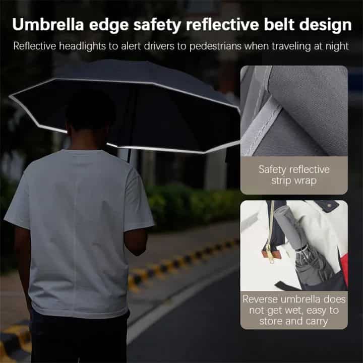 Xiaomi Konggu Automatic Reverse Waterproof UV Folding Umbrella Night Reflective Strip