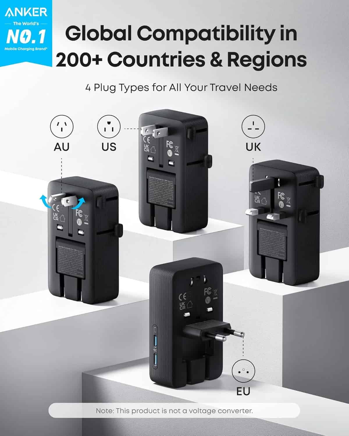 Anker Nano 20W 5-in-1 Travel Adapter
