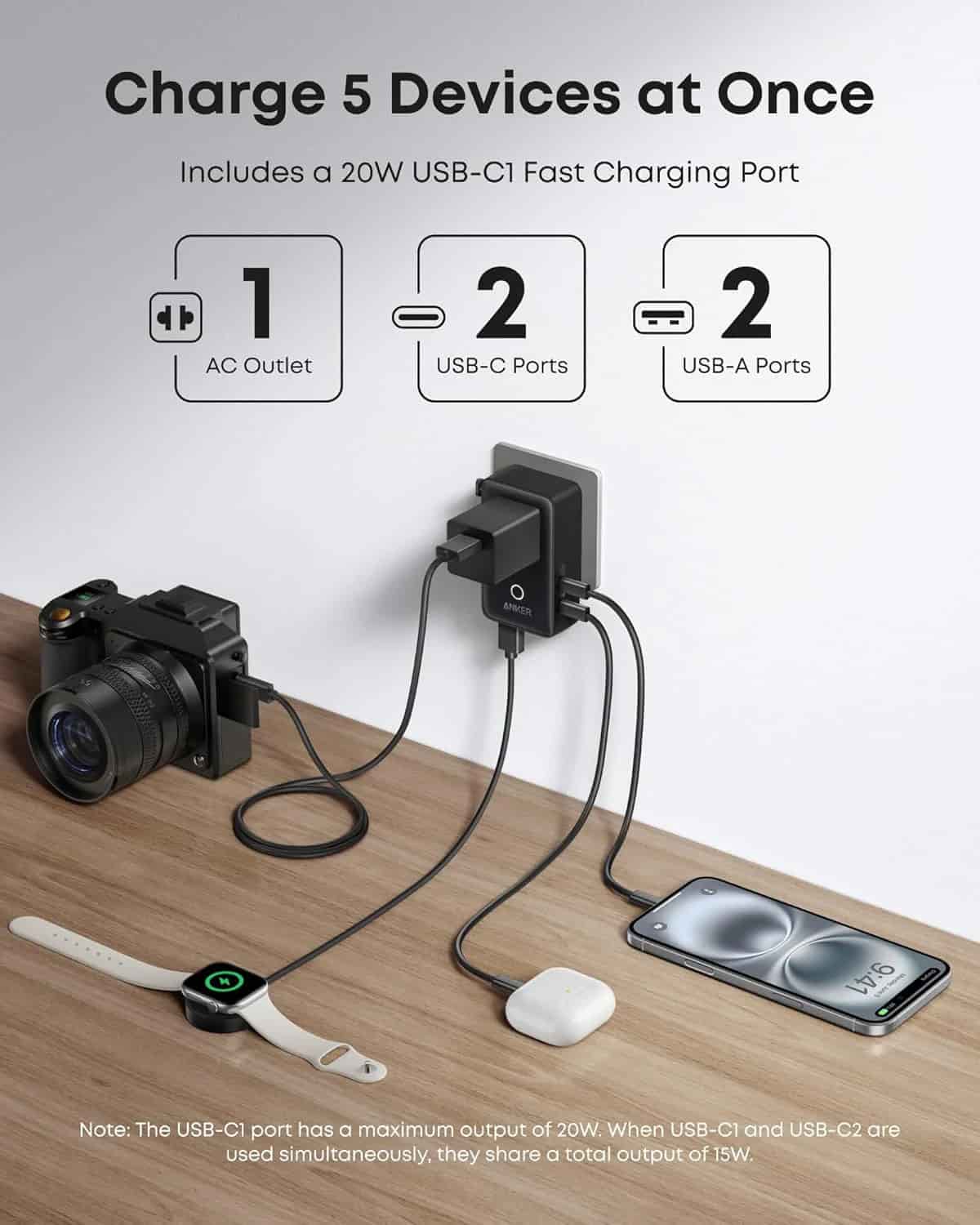 Anker Nano 20W 5-in-1 Travel Adapter