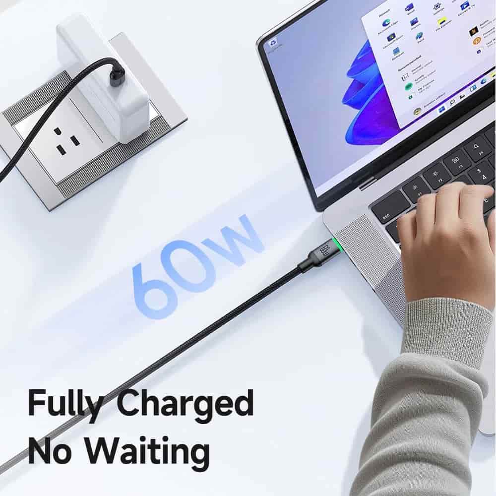 MCDODO CA-687 60W Super Fast Quick Charging Type C to Type C Cable With LED Charging Light - 1M/2M/3M