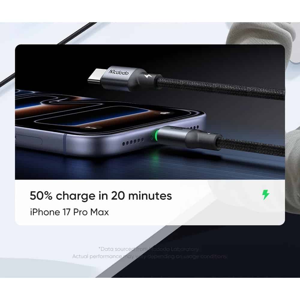 MCDODO CA-687 60W Super Fast Quick Charging Type C to Type C Cable With LED Charging Light - 1M/2M/3M