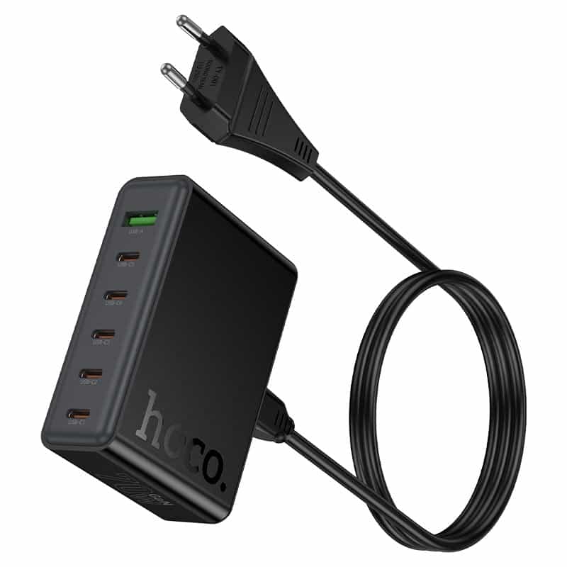 Hoco C152A 70W PD 6-Port Desktop Charger | 5 USB-C + 1 USB-A Fast Charger