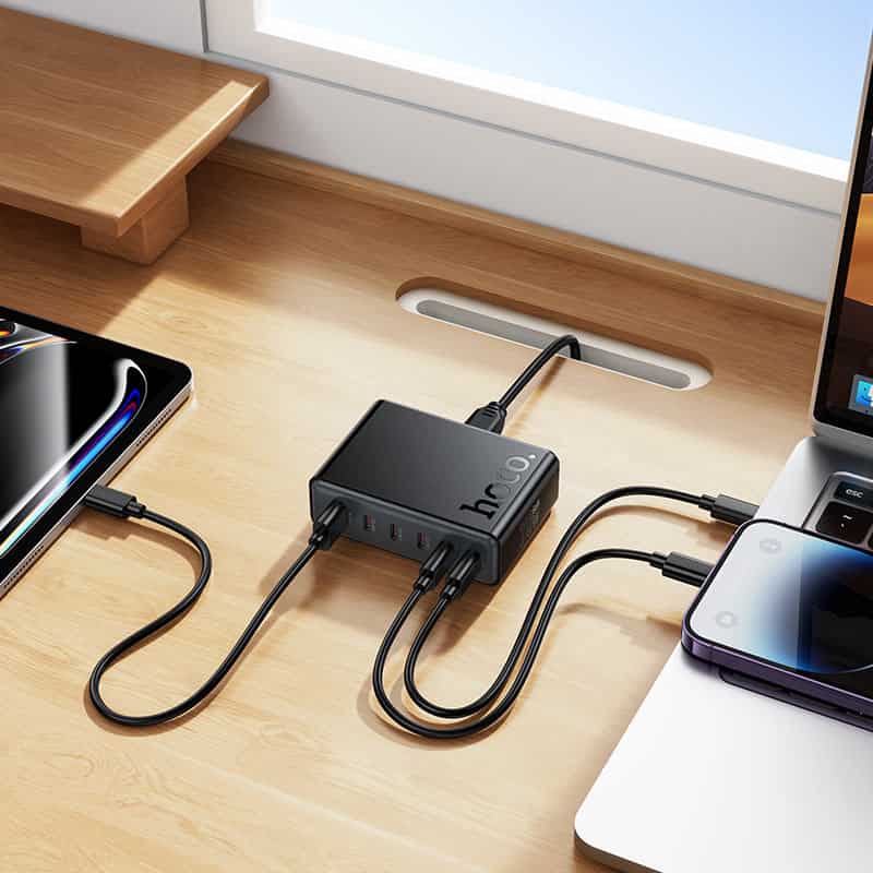 Hoco C152A 70W PD 6-Port Desktop Charger | 5 USB-C + 1 USB-A Fast Charger