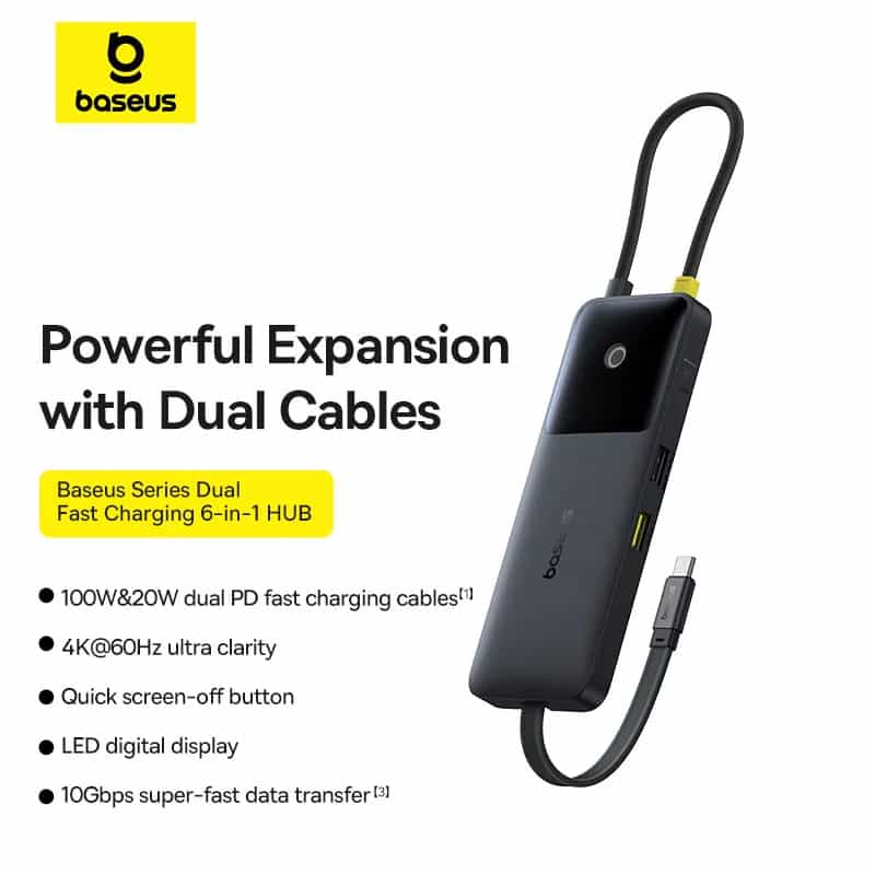 Baseus 6-in-1 Dual Fast Charging Hub