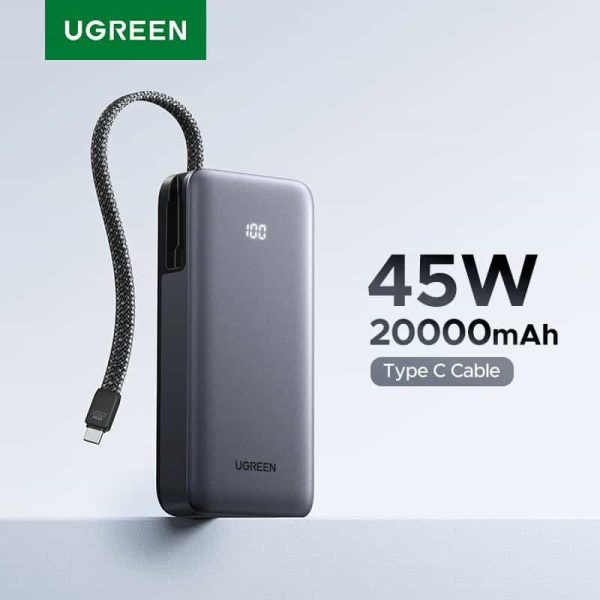 UGREEN Nexode PB536 20000mAh 45W Power Bank with Built-in Cable (55988)
