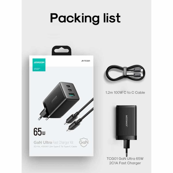 Joyroom JR-TCG01 GaN Ultra 65W 2C1A Fast Charger+100W C to C 1.2m Cable