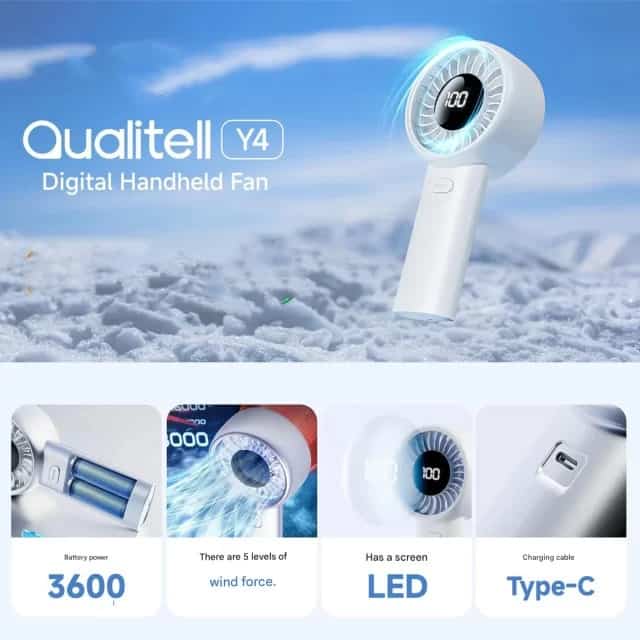 XIaomi Qualitell Y4 Digital Handheld Fan - 3600mAh Battery