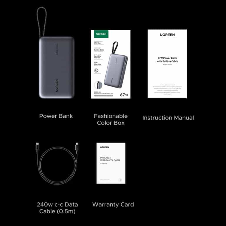 Ugreen Nexode PB550 20000mAh 67W Power Bank with Built-in Cable (55996)