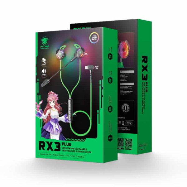 Plextone RX3 Plus Type C RGB Gaming Earphones Bass Wired In-Ear Headset with Dual Mic