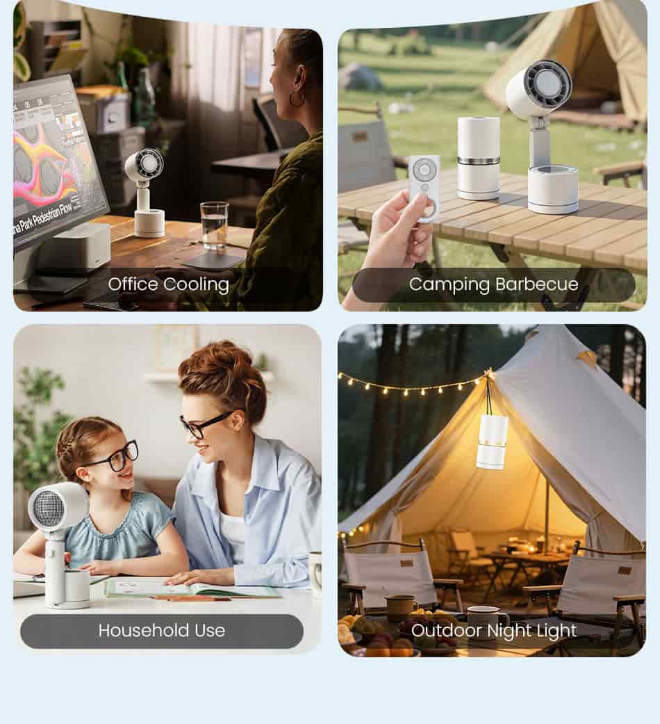 FW8 Desktop Fan with Remote Control 12000mAh Battery With Desk Lamp