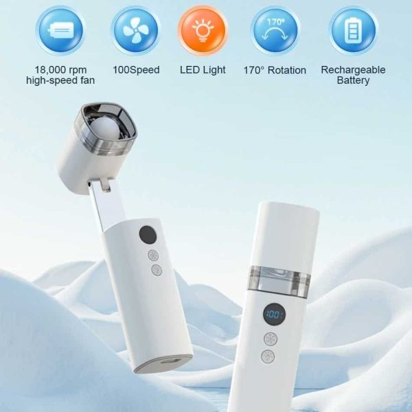 FW3 Handheld Folding Fan with LED Light 3000mAh Long Life Battery