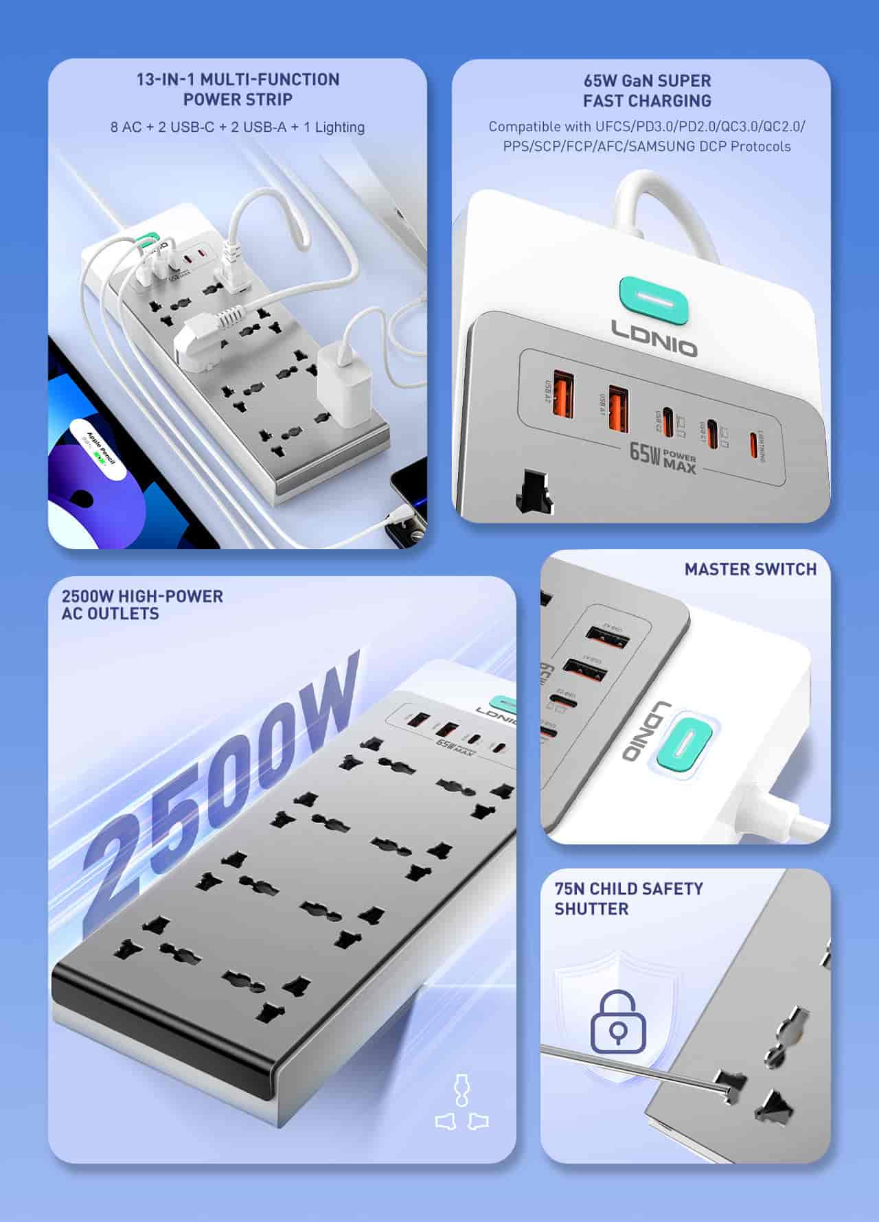 LDNIO SC4 65W PD GaN Desktop Power Strip