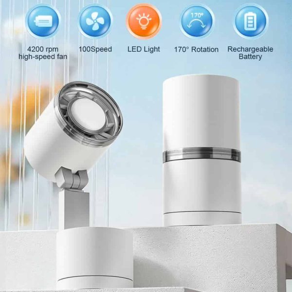 FW8 Desktop Fan with Remote Control 12000mAh Battery With Desk Lamp