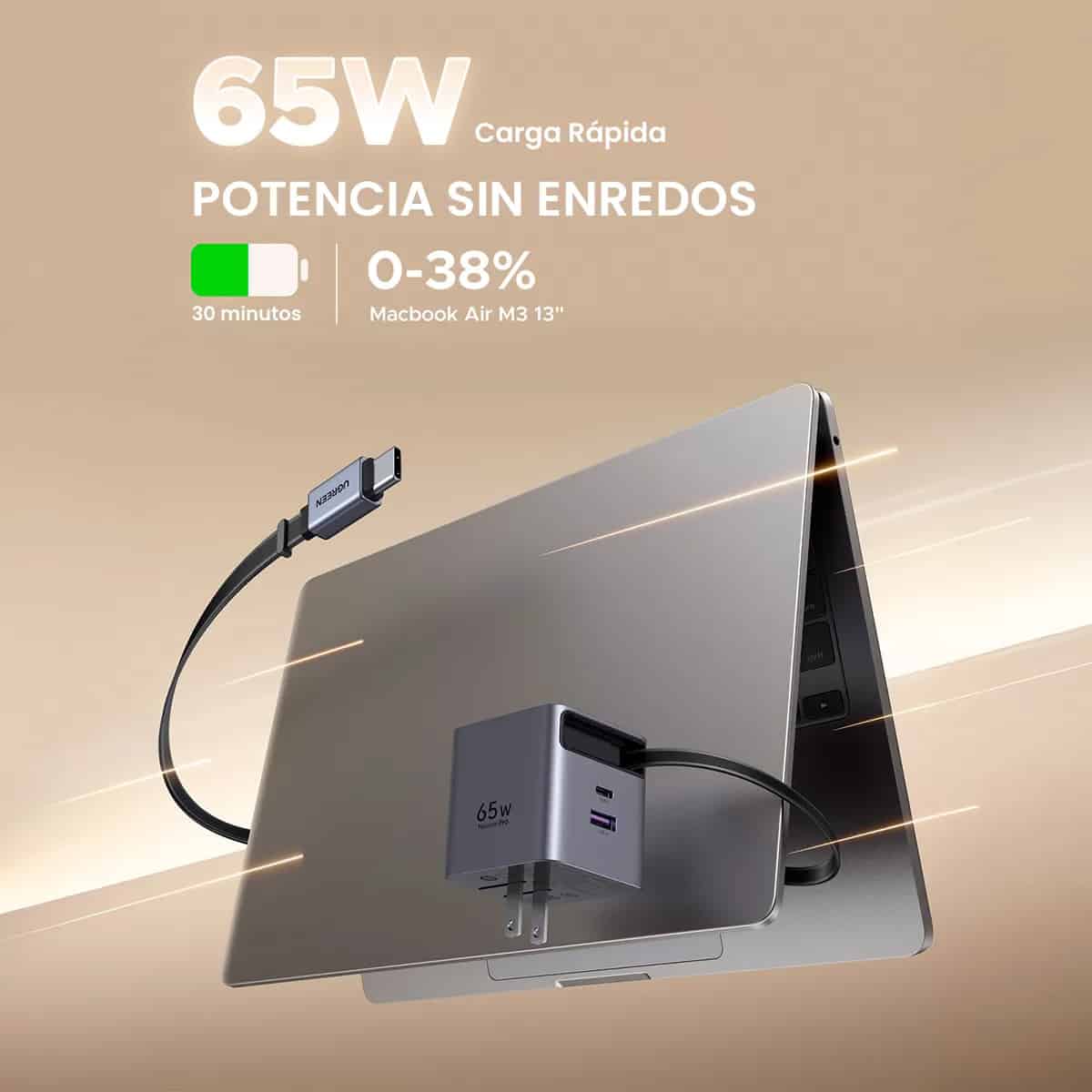 UGREEN X615 Nexode Pro 65W GaN Fast Charger with Retractable Cable