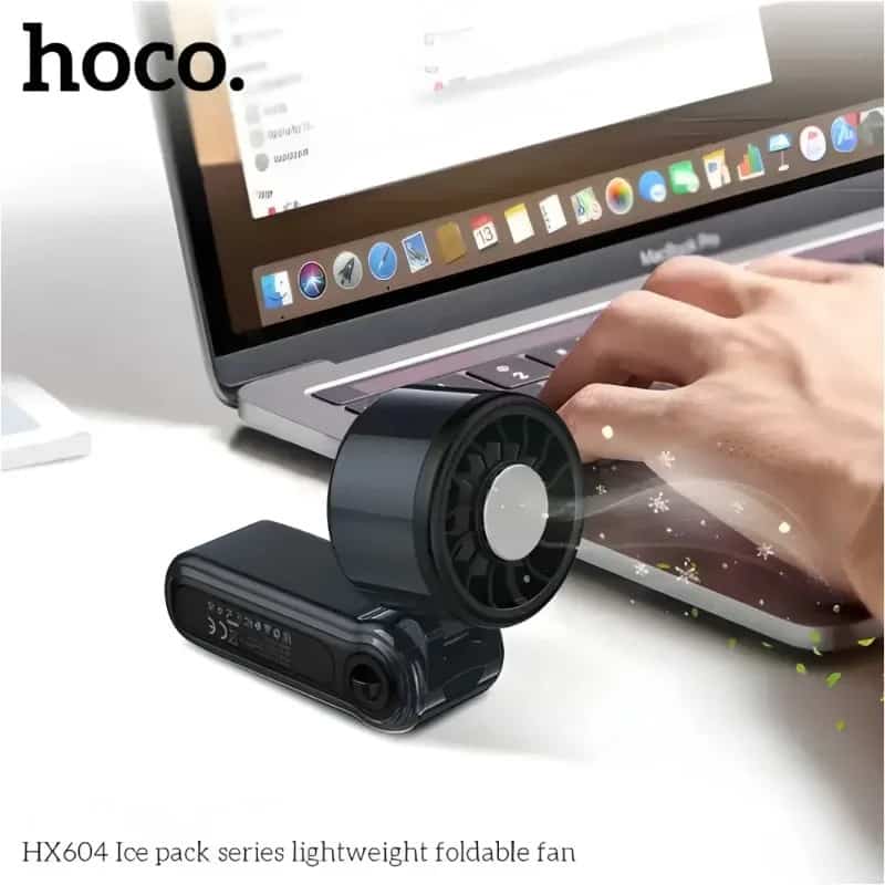 Hoco HX604 Ice-Cool & Dual Cooling Lightweight Foldable Fan - 3000mAh Battery