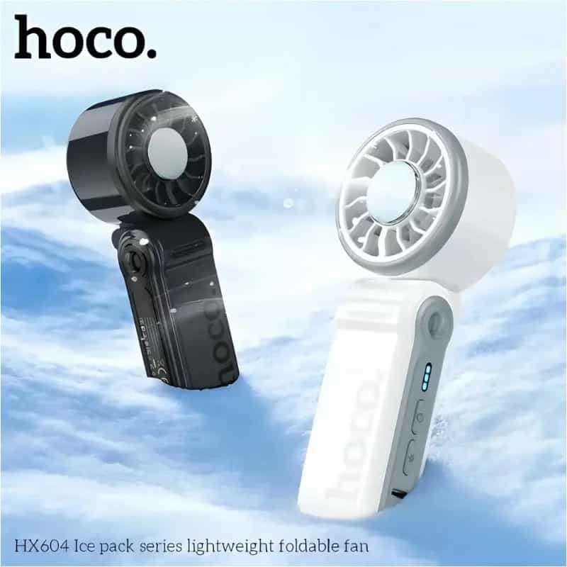 Hoco HX604 Ice-Cool & Dual Cooling Lightweight Foldable Fan - 3000mAh Battery