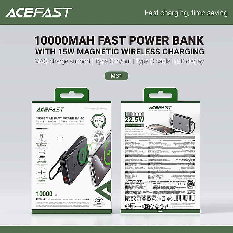 ACEFAST M31 22.5W 10000mAh Magnetic Fast Wireless Charge Power Bank