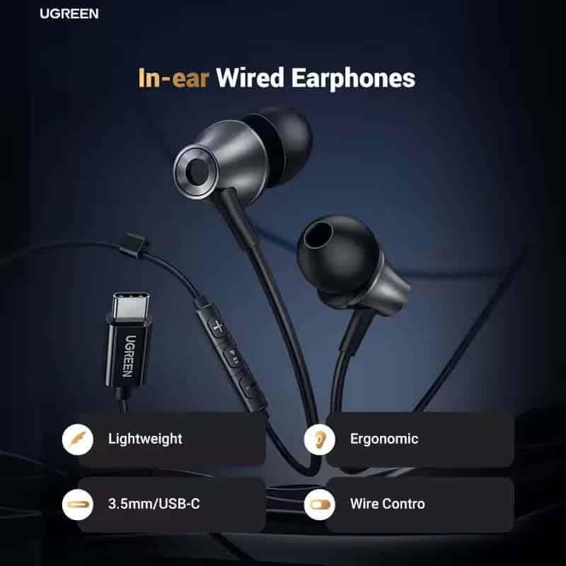 UGREEN EP105 3.5mm/USB-C Wired in Ear Headphones HiFi Stereo