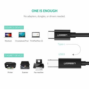 Ugreen USB241 USB-C to USB-B2.0 Printer Cable - 2m