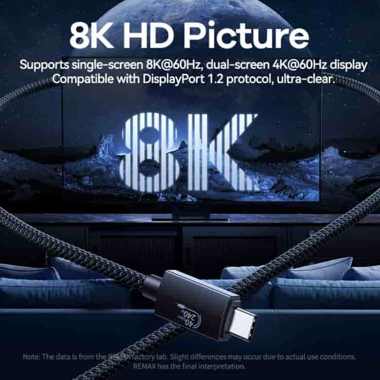 Remax RC-C039 240W Type-c to Type-c Cable 8K 40GBPS Thunderbolt USB 4.0 Cable
