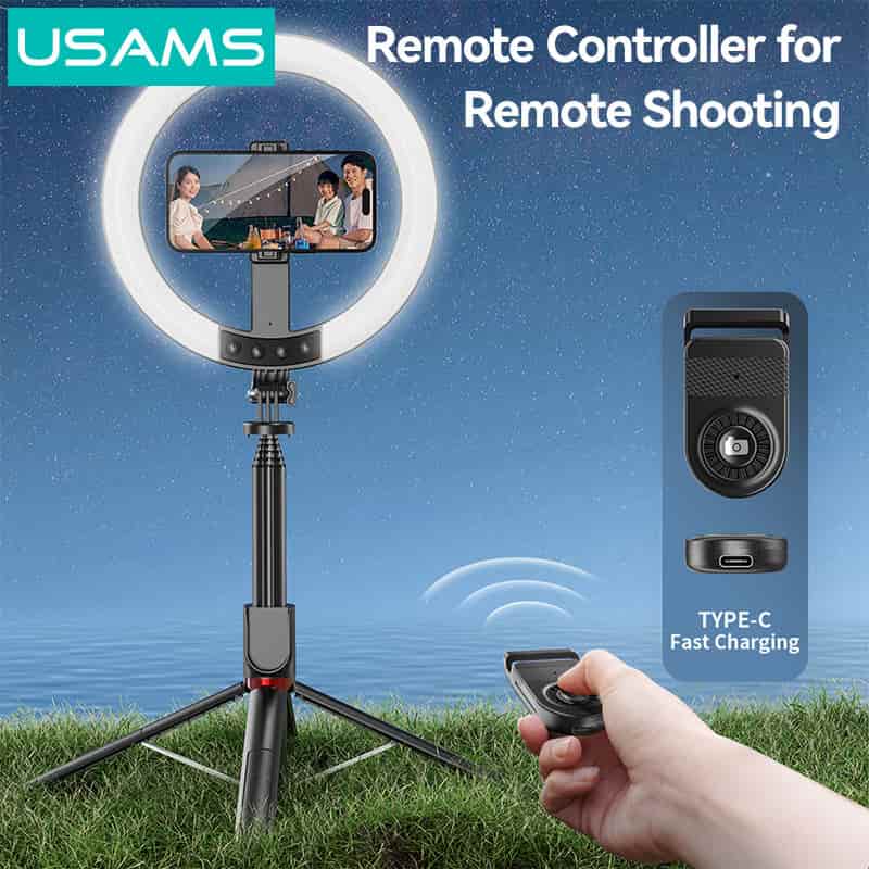 Usams ZB323 10 inch Live Steam Stand With Fill Ring Light